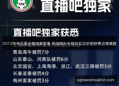 2013年申花泰达假球案罚单 规则修补与球员反应折射联赛治理难题 2013年申花泰达假球案罚单 规则修补与球员反应折射联赛治理难题